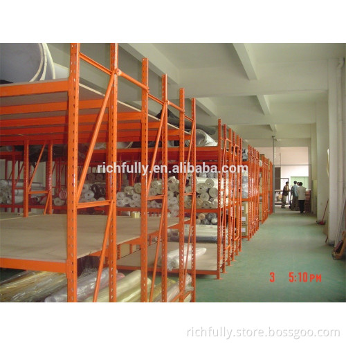 SPECIAL 6 upright columns Steel Shelves in D2000mm with wooden board used for stock or display long fabric rolls